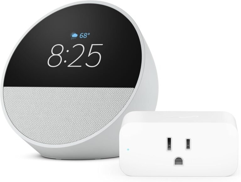 Amazon Echo Spot Glacier White Bundle: Smart Home Hub with Alexa+ Integration
