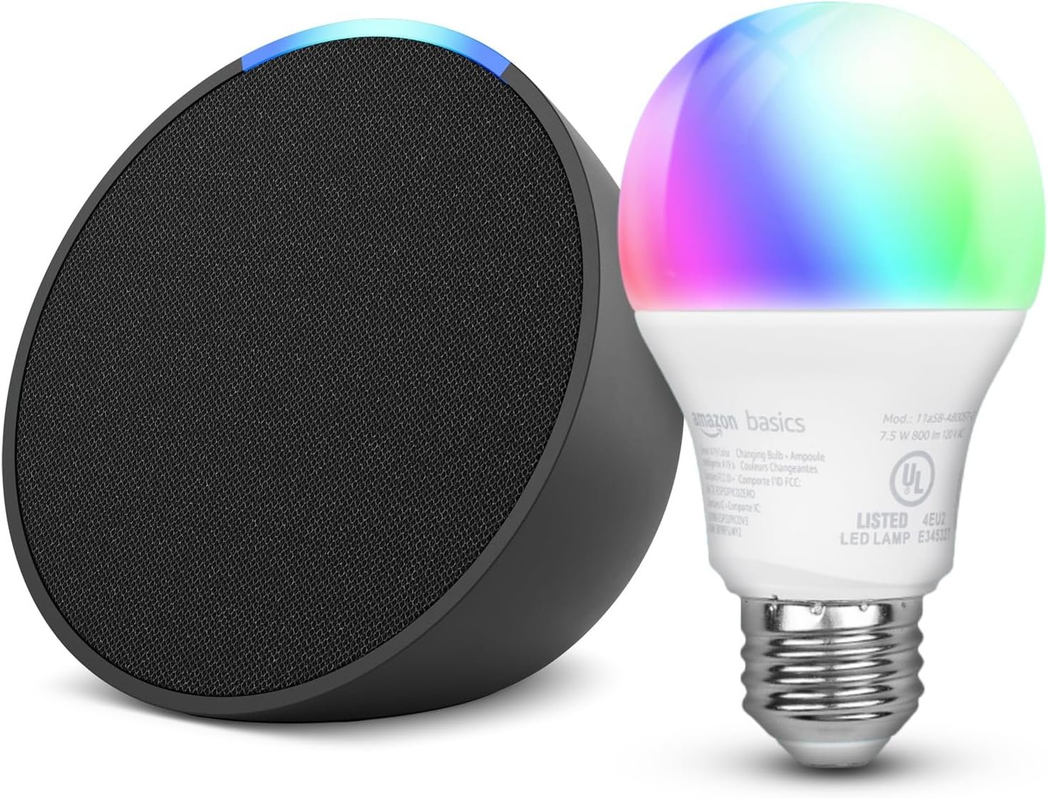Echo Pop with Amazon Basics Smart Color Bulb