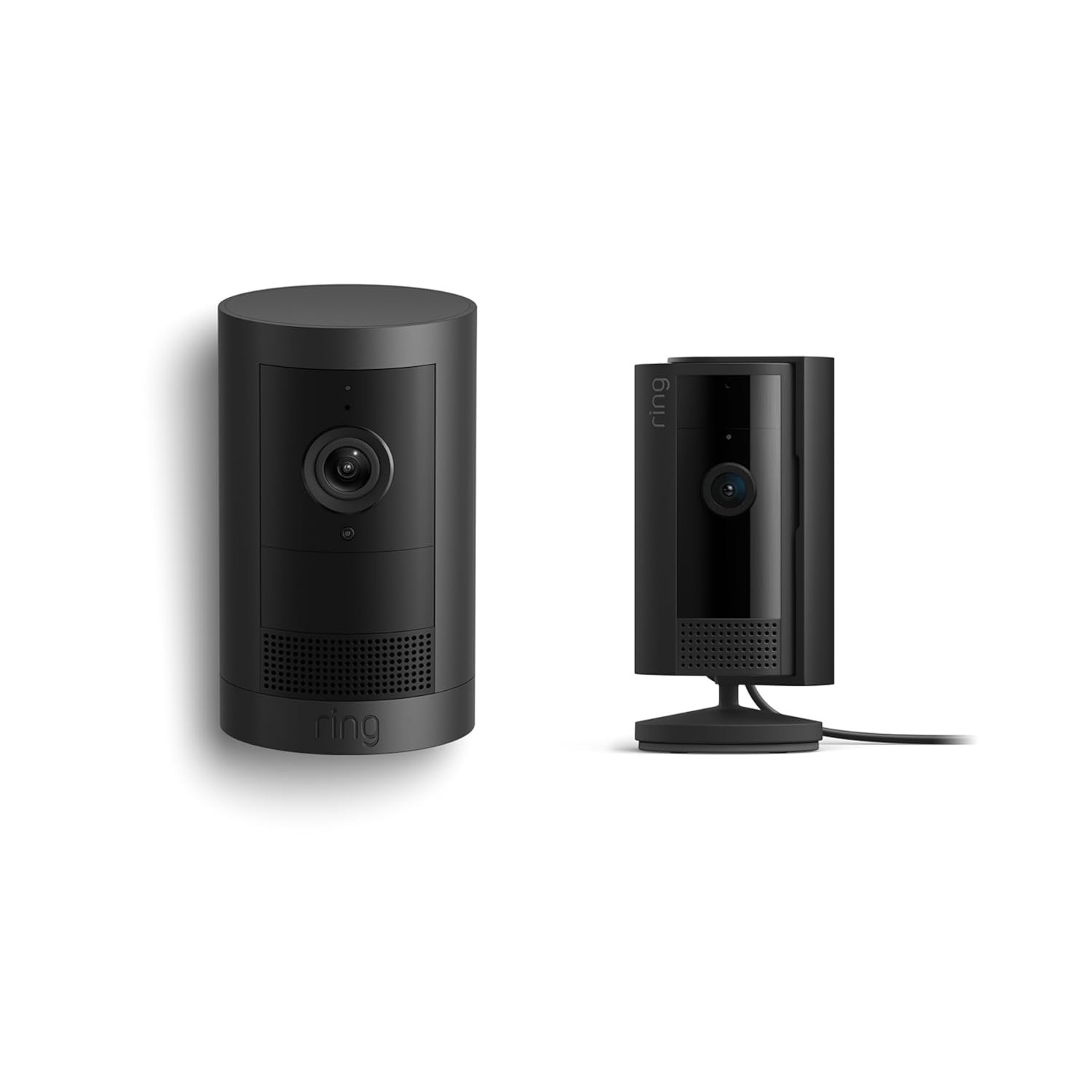 Ring Outdoor Cam Plus, Battery, Black with Ring Indoor Cam (2nd Gen), Black