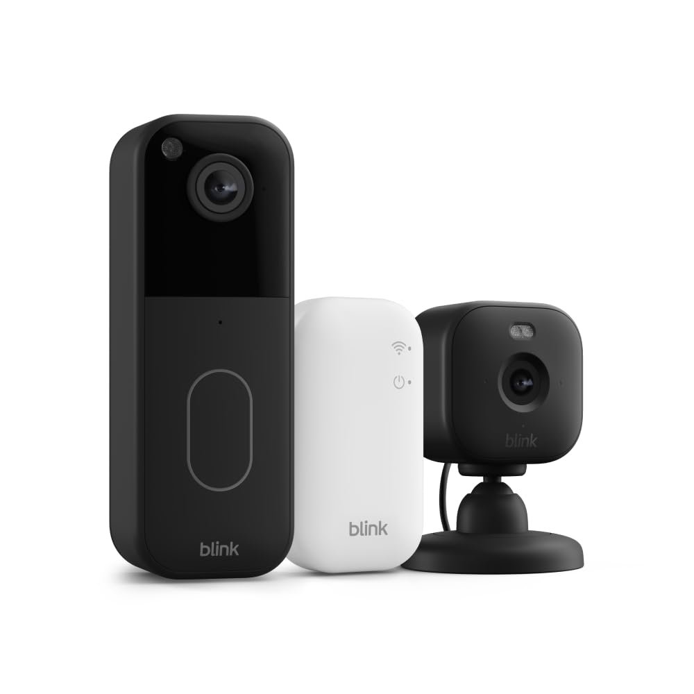 All-new Blink Video Doorbell + Mini 2 – Motion & chime alerts, HD viewing, and two way audio. Sync Module Core included – 1 camera system + Mini 2 (Black/Black)