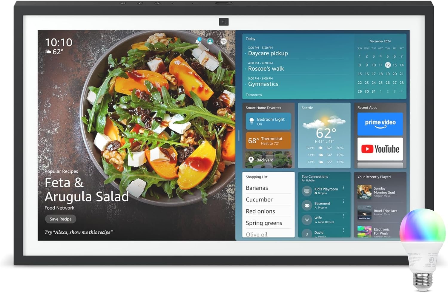 Echo Show 21 with Amazon Basics Smart Bulb
