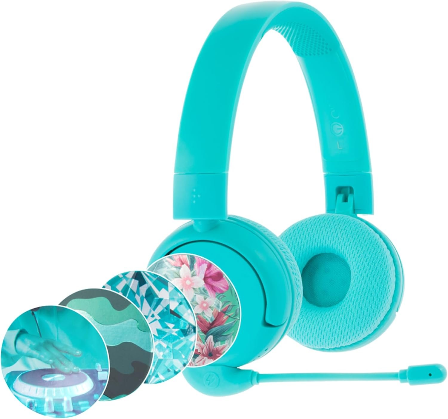 Made for Amazon Bluetooth Kids Headphones with Boom Microphone Age (7-12) | Teal