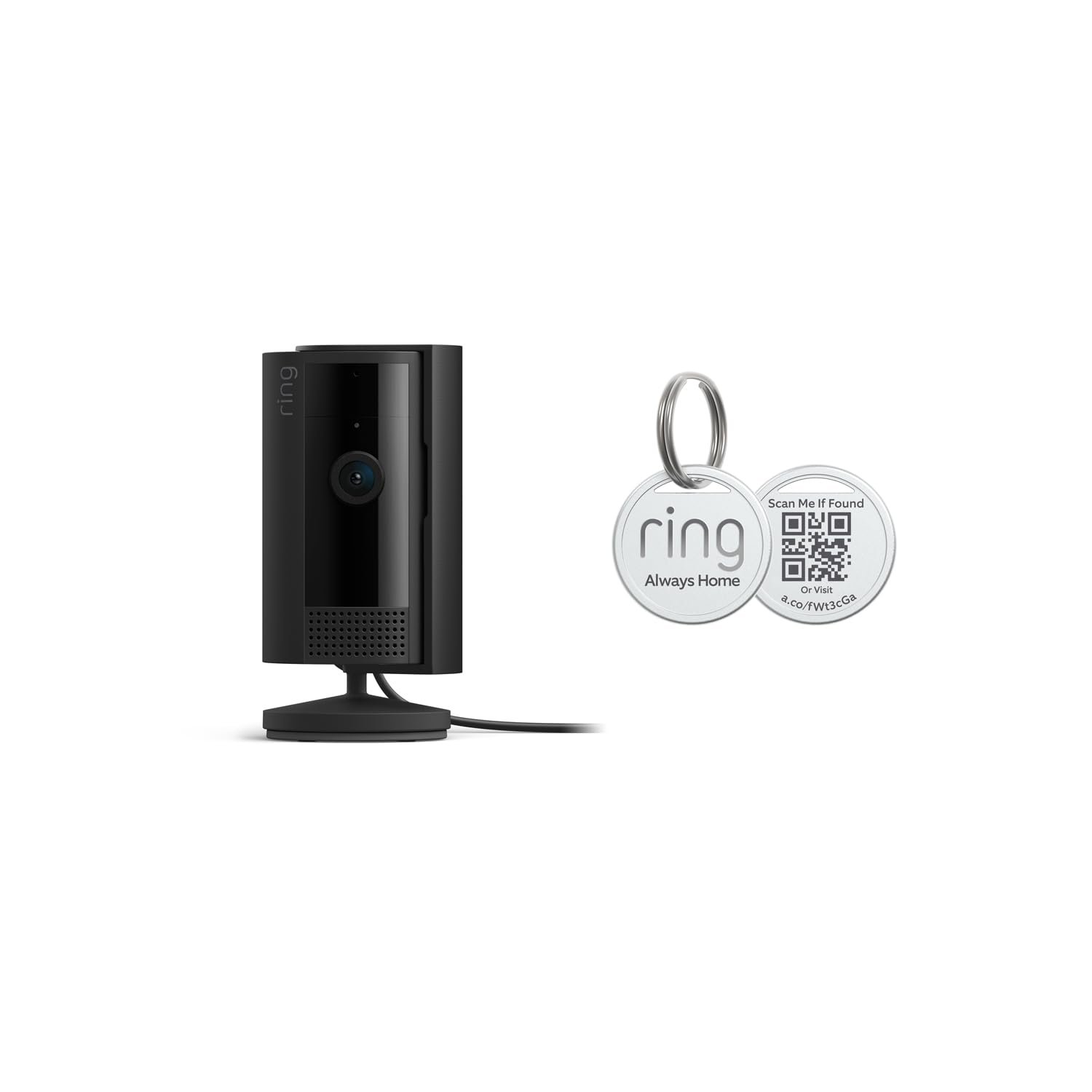 Ring Indoor Cam (2nd Gen), Black with Ring Pet Tag