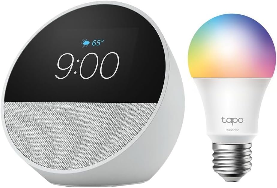 Echo Spot with TP-Link Tapo Smart Color Bulb