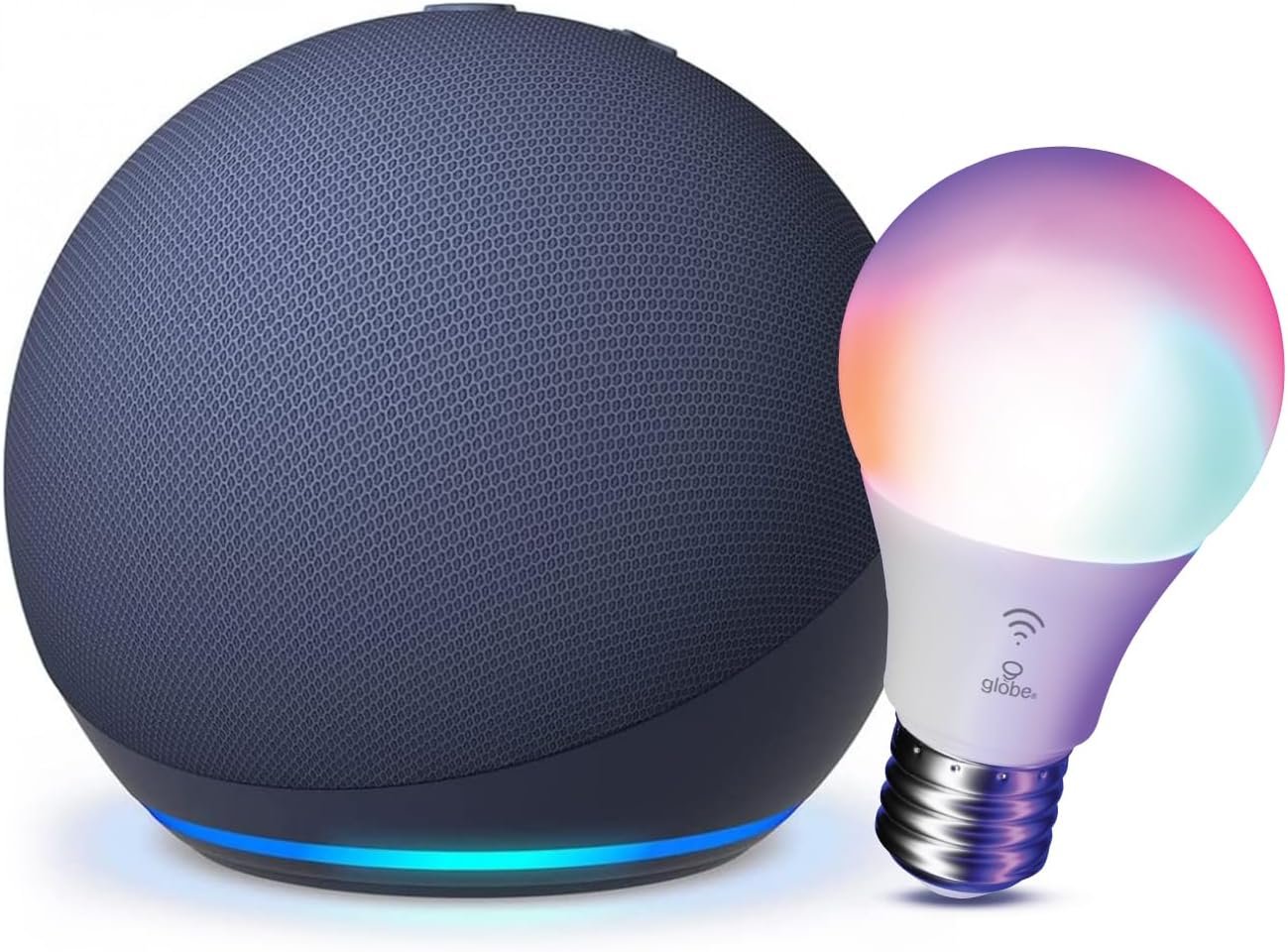 Echo 4th Gen with Globe Electric Smart Bulb