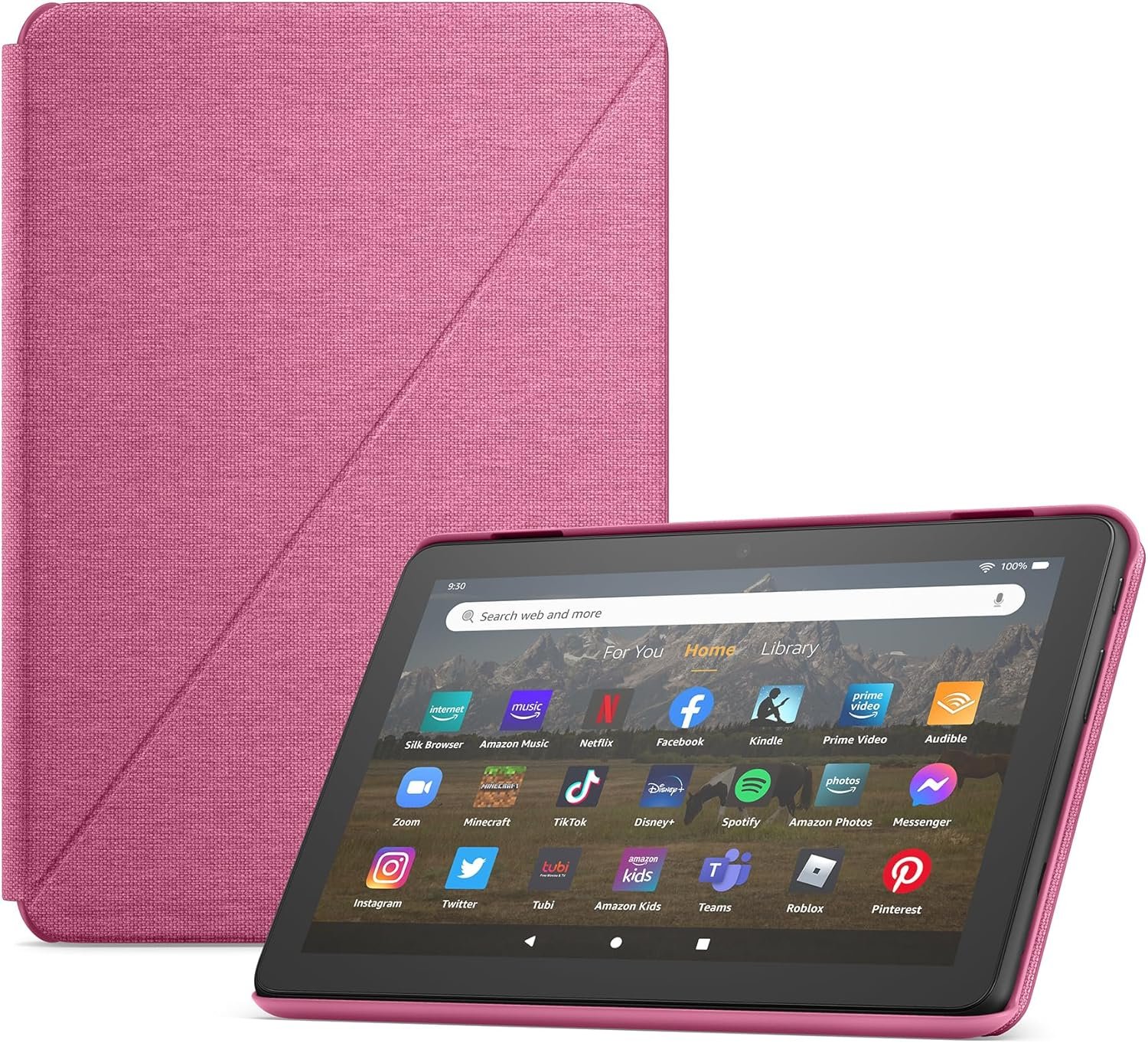 Amazon Fire HD 8 Tablet (32GB Hibiscus) + Standing Cover (Hibiscus)