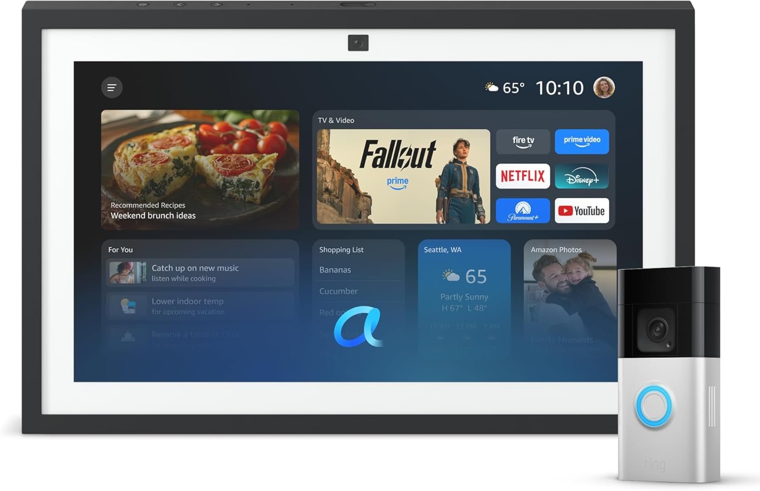 Amazon Echo Show 15 (newest model) with Ring Battery Doorbell Plus (newest model), with Alexa+ Early Access