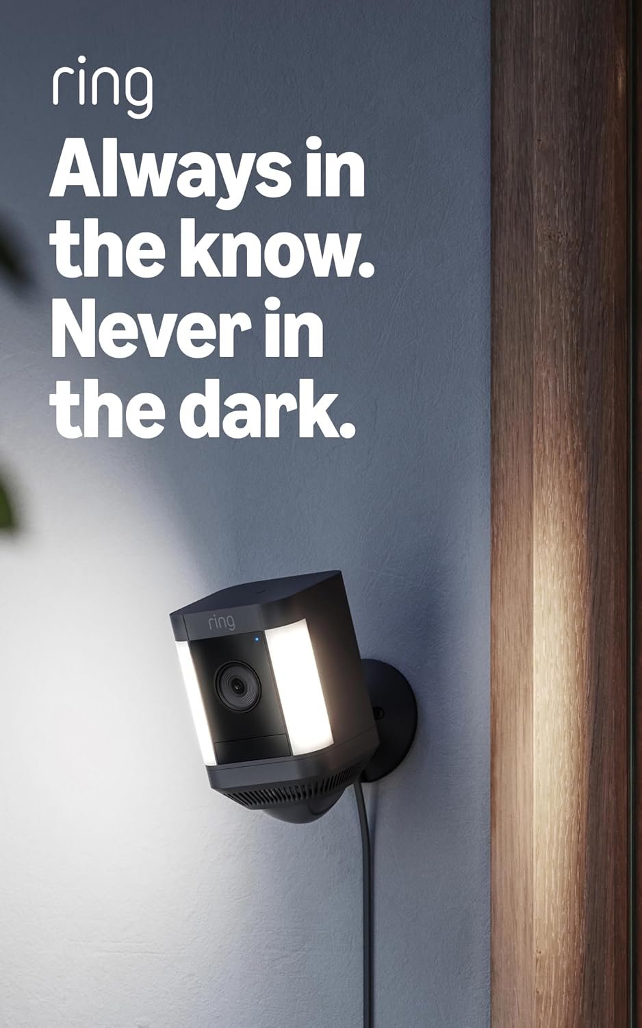 Ring Spotlight Cam Plus, Plug-In (newest model), Home or business security with HD video, Two-Way Talk, Color Night Vision, and Security Siren, Black