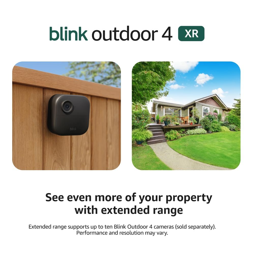 Blink Outdoor 4 XR – two-year battery wireless camera with 4x security coverage, 1000 ft open-air range or 400 ft with typical use — 6 camera system