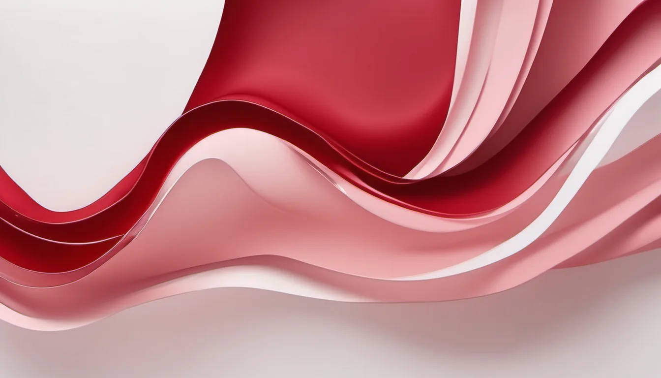 Abstract horizontal volume stack illustration in crimson and pale blush on white — decorative header for Security Camera ' Doorbell Reviews, from the Spec Sheet
